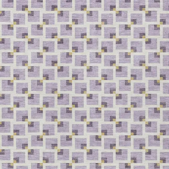 Lavender And Ivory Geometric Washable Indoor Outdoor Area Rug Photo 2