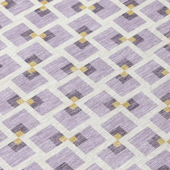 Lavender And Ivory Geometric Washable Indoor Outdoor Area Rug Photo 5