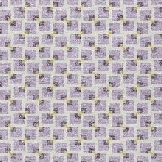 Lavender And Ivory Geometric Washable Indoor Outdoor Area Rug Photo 2