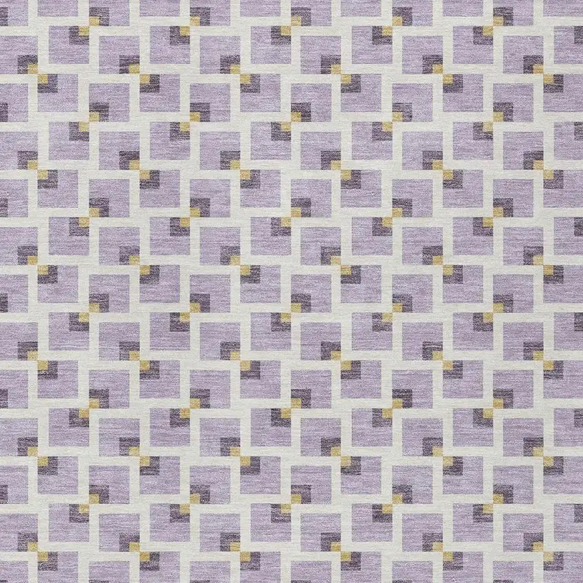 Lavender And Ivory Geometric Washable Indoor Outdoor Area Rug Photo 2