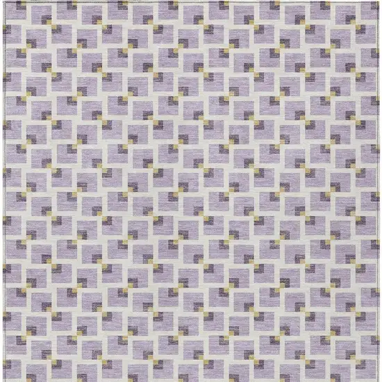 Lavender And Ivory Geometric Washable Indoor Outdoor Area Rug Photo 3