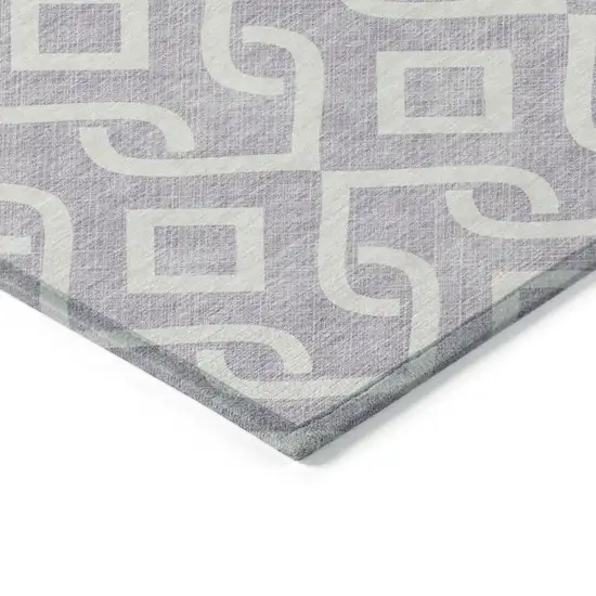Lavender And Ivory Geometric Washable Indoor Outdoor Area Rug Photo 5