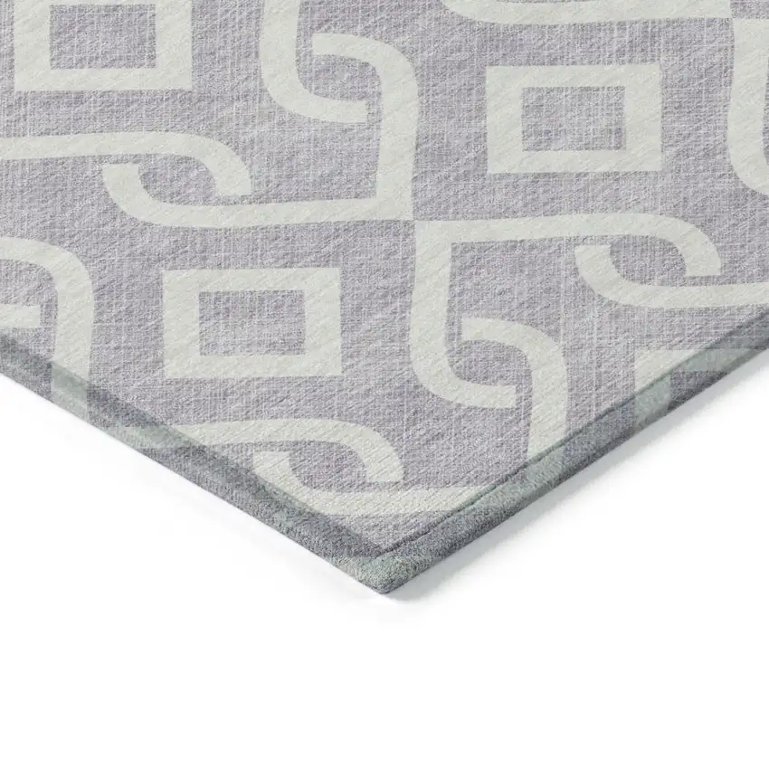 Lavender And Ivory Geometric Washable Indoor Outdoor Area Rug Photo 5