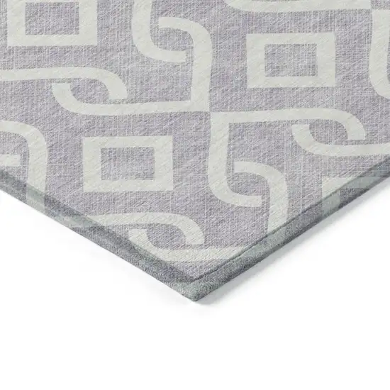 Lavender And Ivory Geometric Washable Indoor Outdoor Area Rug Photo 5