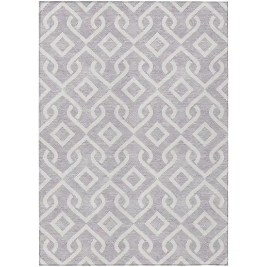 Lavender And Ivory Geometric Washable Indoor Outdoor Area Rug Photo 2