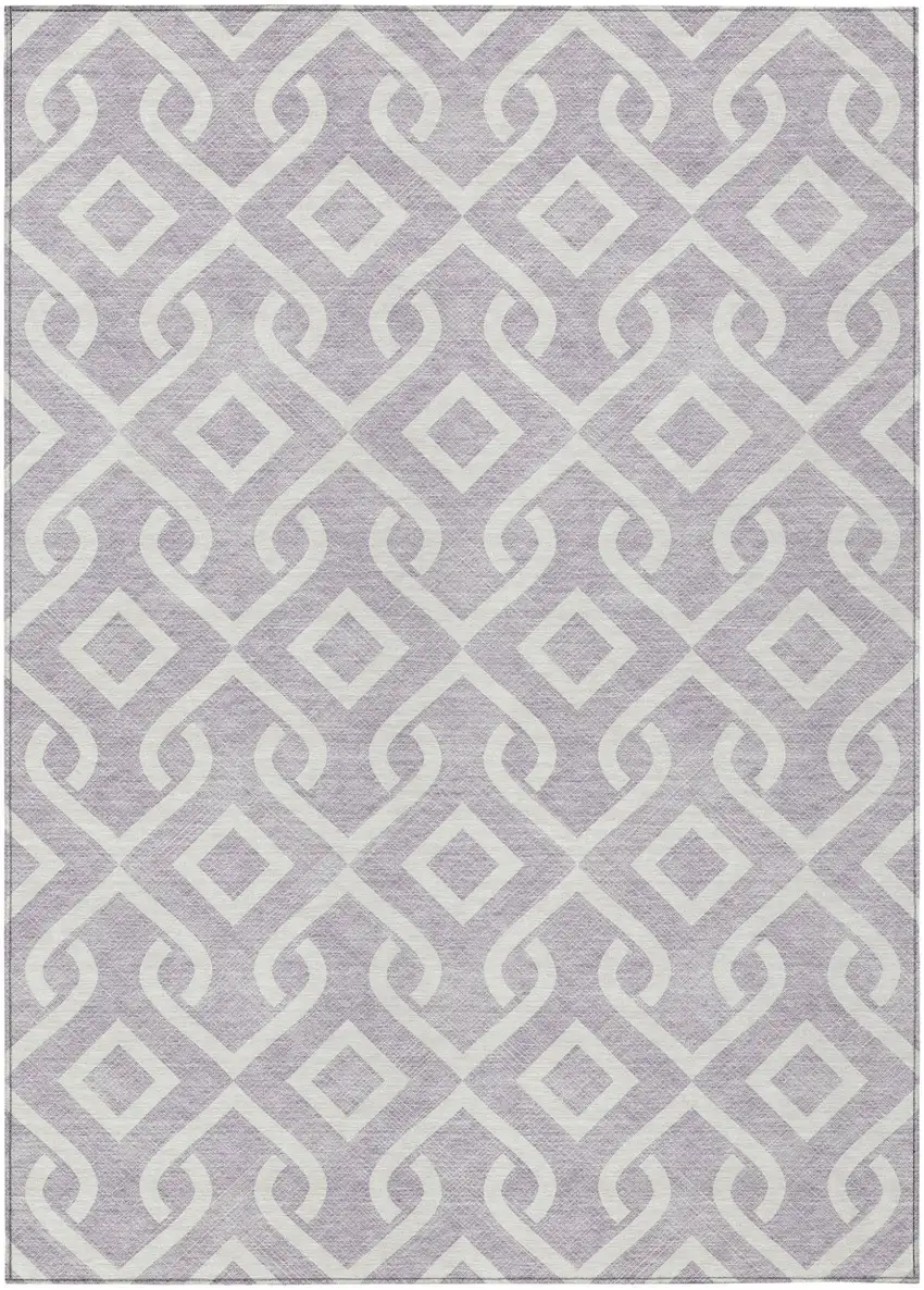 Lavender And Ivory Geometric Washable Indoor Outdoor Area Rug Photo 2