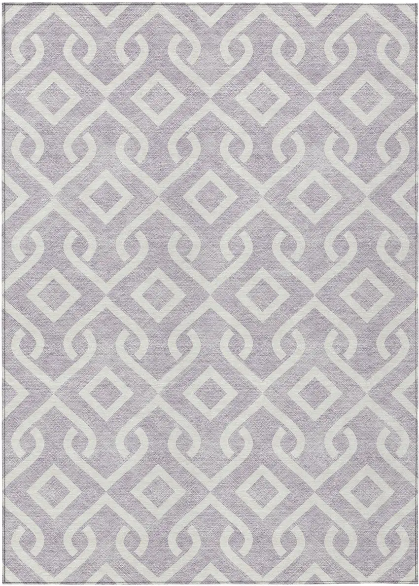 Lavender And Ivory Geometric Washable Indoor Outdoor Area Rug Photo 2