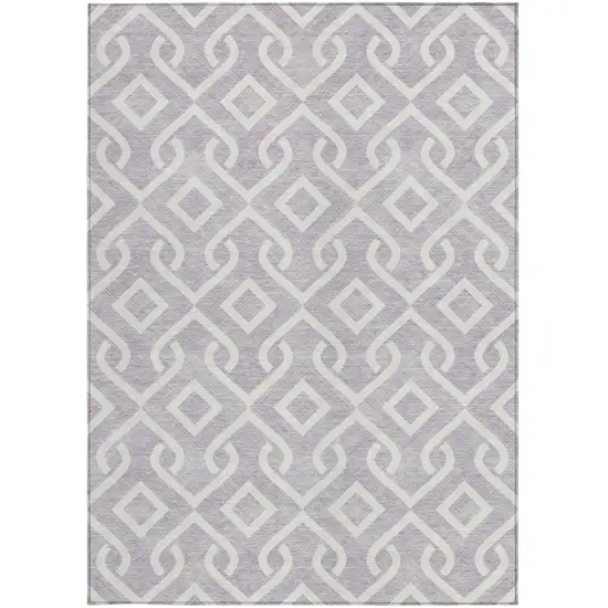 Lavender And Ivory Geometric Washable Indoor Outdoor Area Rug Photo 6