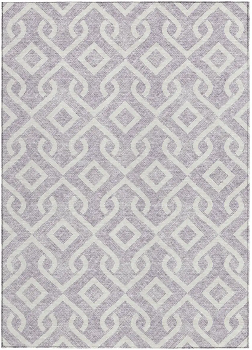 Lavender And Ivory Geometric Washable Indoor Outdoor Area Rug Photo 6