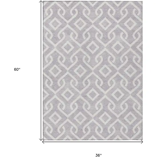 Lavender And Ivory Geometric Washable Indoor Outdoor Area Rug Photo 3