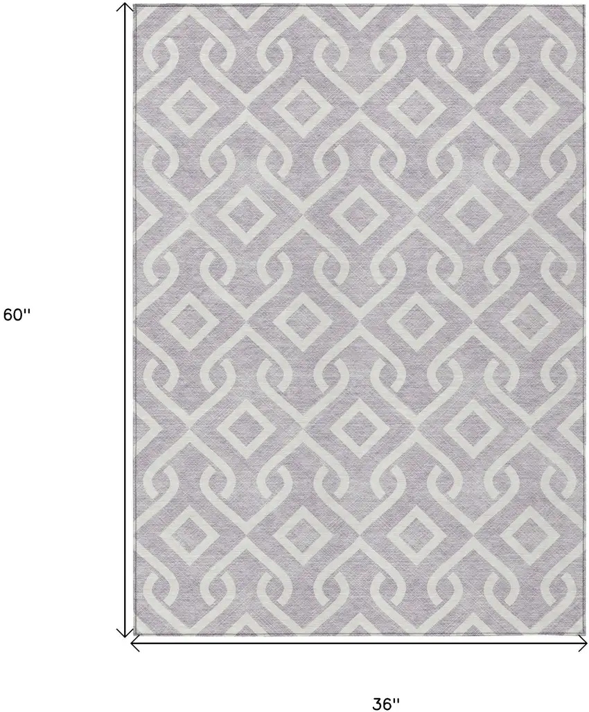 Lavender And Ivory Geometric Washable Indoor Outdoor Area Rug Photo 3