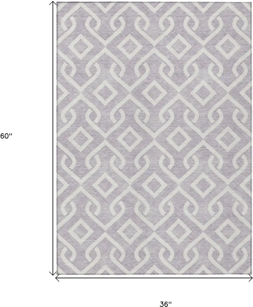 Lavender And Ivory Geometric Washable Indoor Outdoor Area Rug Photo 3