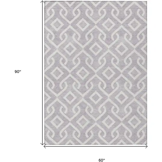 Lavender And Ivory Geometric Washable Indoor Outdoor Area Rug Photo 3