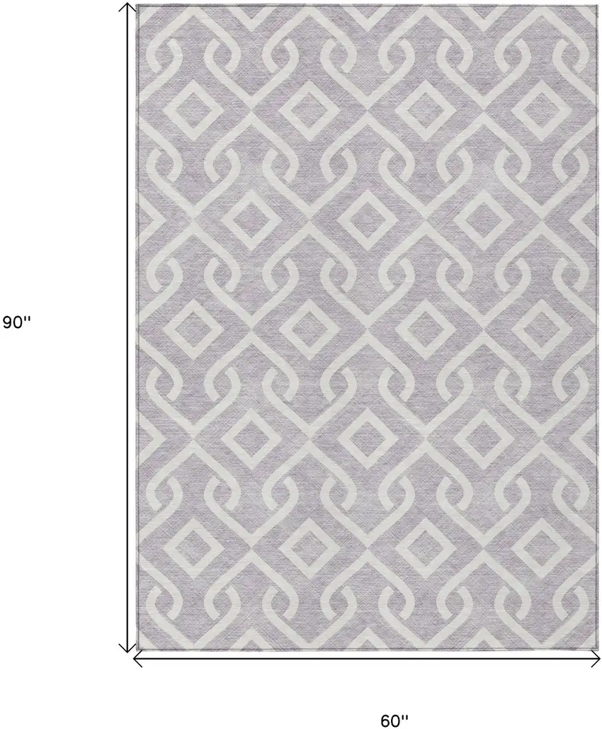 Lavender And Ivory Geometric Washable Indoor Outdoor Area Rug Photo 3