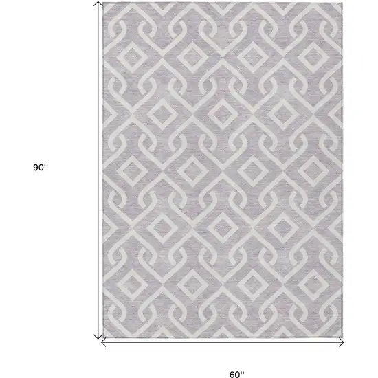Lavender And Ivory Geometric Washable Indoor Outdoor Area Rug Photo 3