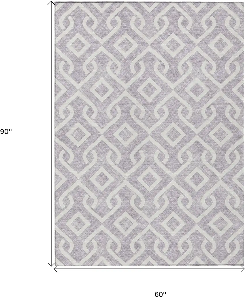 Lavender And Ivory Geometric Washable Indoor Outdoor Area Rug Photo 3