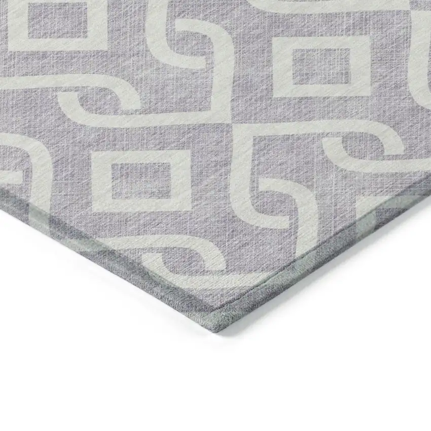 Lavender And Ivory Geometric Washable Indoor Outdoor Area Rug Photo 4