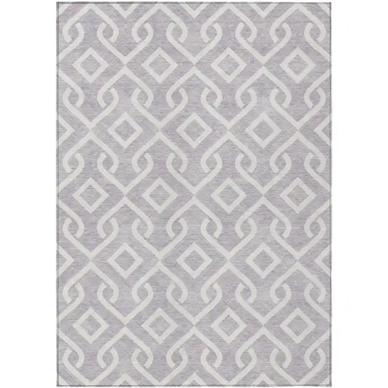 Lavender And Ivory Geometric Washable Indoor Outdoor Area Rug Photo 2