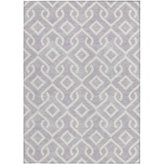 Lavender And Ivory Geometric Washable Indoor Outdoor Area Rug Photo 5