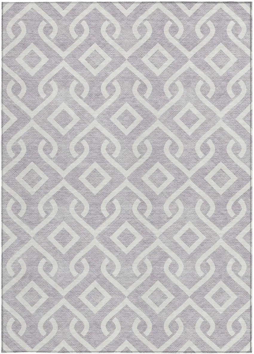 Lavender And Ivory Geometric Washable Indoor Outdoor Area Rug Photo 5