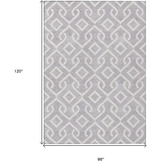 Lavender And Ivory Geometric Washable Indoor Outdoor Area Rug Photo 3