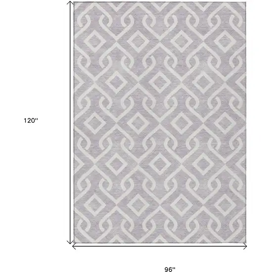 Lavender And Ivory Geometric Washable Indoor Outdoor Area Rug Photo 3