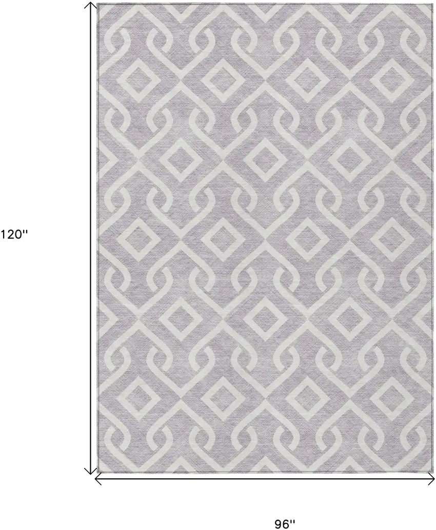 Lavender And Ivory Geometric Washable Indoor Outdoor Area Rug Photo 3