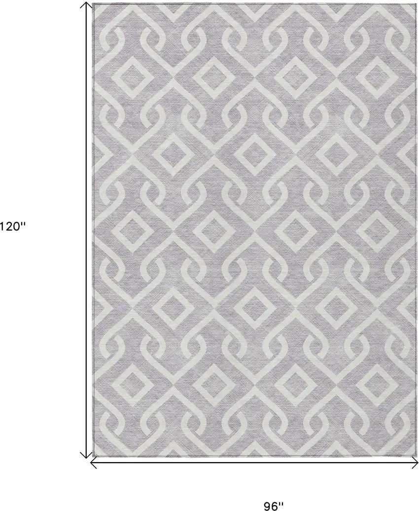 Lavender And Ivory Geometric Washable Indoor Outdoor Area Rug Photo 3