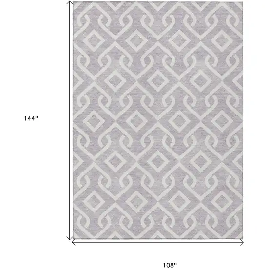Lavender And Ivory Geometric Washable Indoor Outdoor Area Rug Photo 3