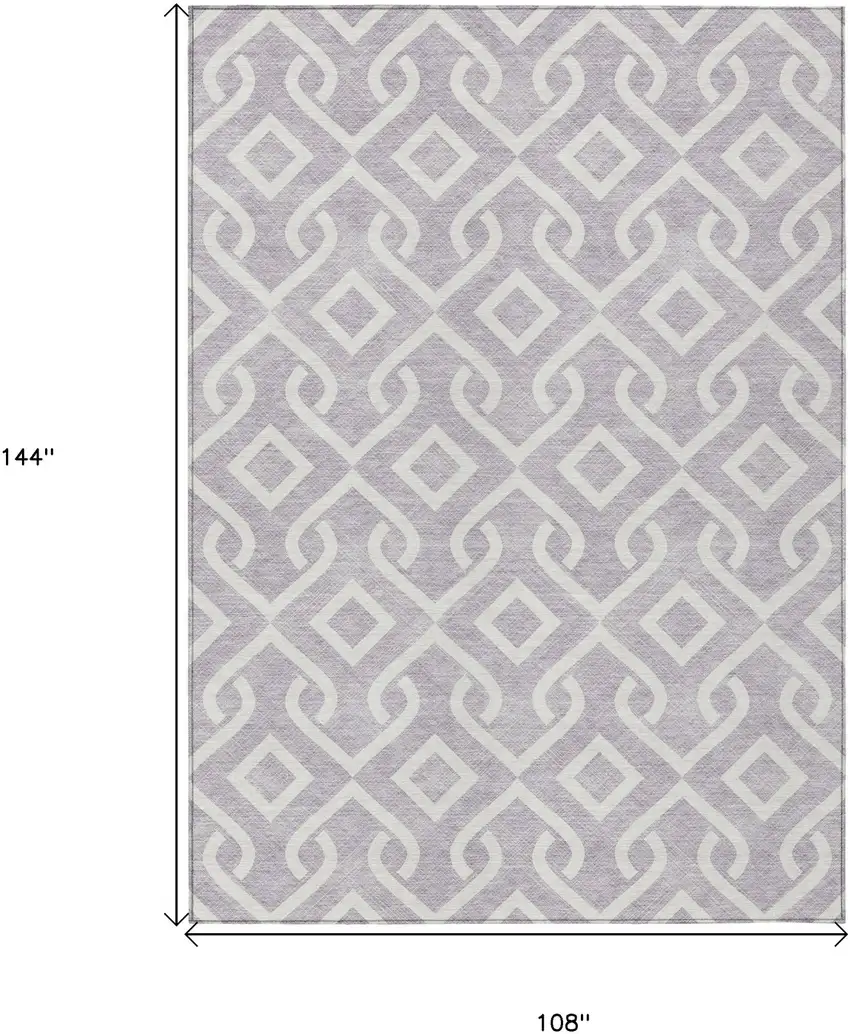 Lavender And Ivory Geometric Washable Indoor Outdoor Area Rug Photo 3