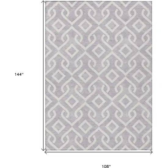Lavender And Ivory Geometric Washable Indoor Outdoor Area Rug Photo 3