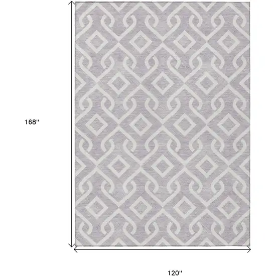 Lavender And Ivory Geometric Washable Indoor Outdoor Area Rug Photo 3