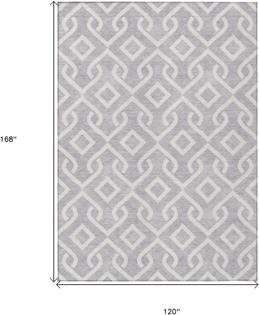 Lavender And Ivory Geometric Washable Indoor Outdoor Area Rug Photo 3