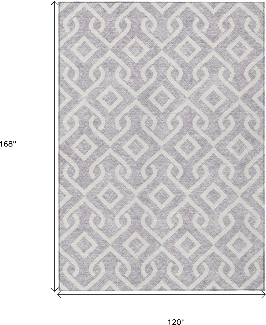 Lavender And Ivory Geometric Washable Indoor Outdoor Area Rug Photo 3
