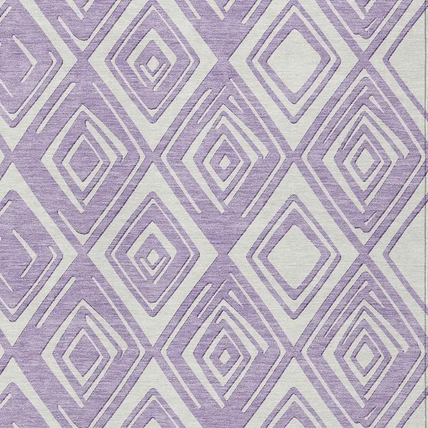 Lavender And Ivory Geometric Washable Indoor Outdoor Area Rug Photo 6