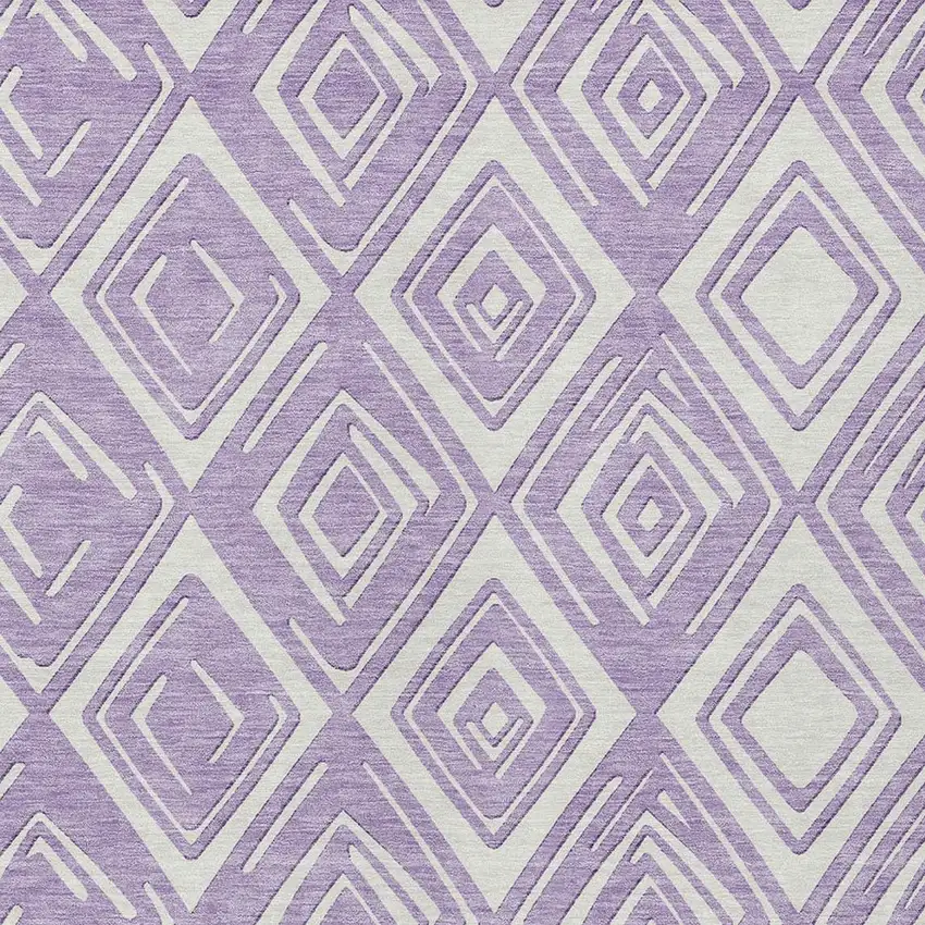 Lavender And Ivory Geometric Washable Indoor Outdoor Area Rug Photo 6