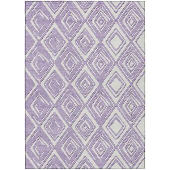 Lavender And Ivory Geometric Washable Indoor Outdoor Area Rug Photo 2