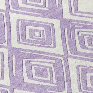 Photo of Lavender And Ivory Geometric Washable Indoor Outdoor Area Rug