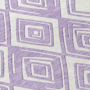 Photo of Lavender And Ivory Geometric Washable Indoor Outdoor Area Rug