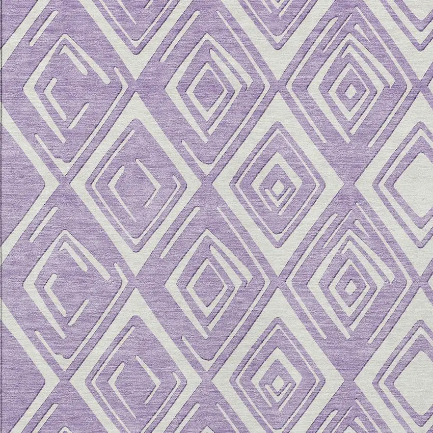 Lavender And Ivory Geometric Washable Indoor Outdoor Area Rug Photo 6