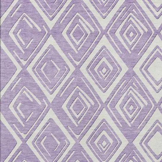 Lavender And Ivory Geometric Washable Indoor Outdoor Area Rug Photo 6