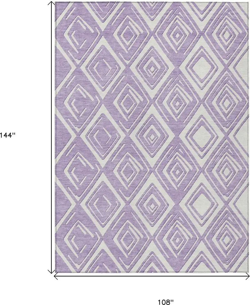 Lavender And Ivory Geometric Washable Indoor Outdoor Area Rug Photo 3