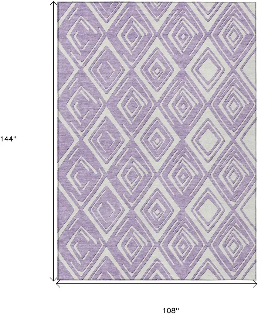 Lavender And Ivory Geometric Washable Indoor Outdoor Area Rug Photo 3