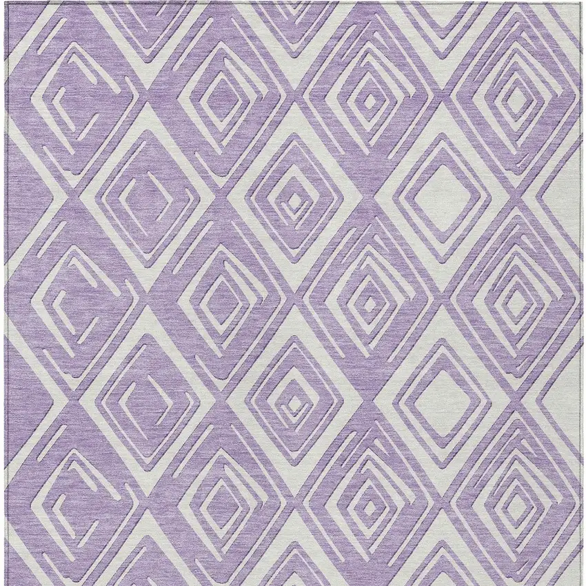 Lavender And Ivory Geometric Washable Indoor Outdoor Area Rug Photo 8