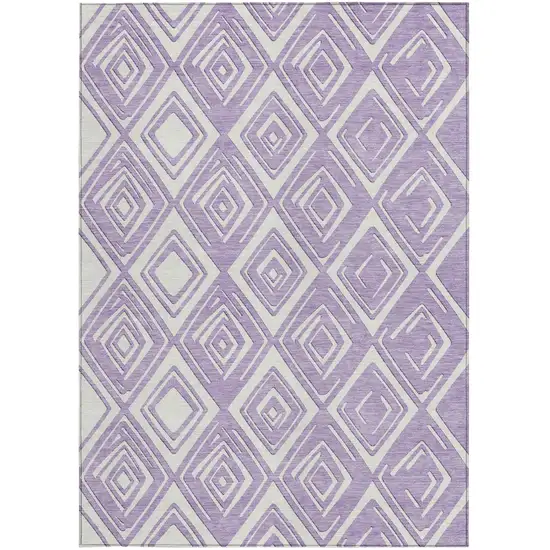 Lavender And Ivory Geometric Washable Indoor Outdoor Area Rug Photo 8