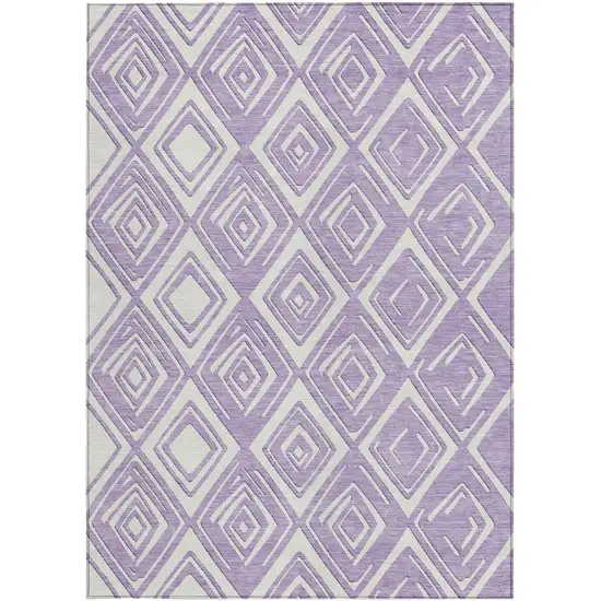 Lavender And Ivory Geometric Washable Indoor Outdoor Area Rug Photo 8