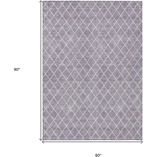 Lavender And Ivory Geometric Washable Indoor Outdoor Area Rug Photo 3