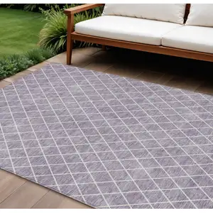Photo of Lavender And Ivory Geometric Washable Indoor Outdoor Area Rug