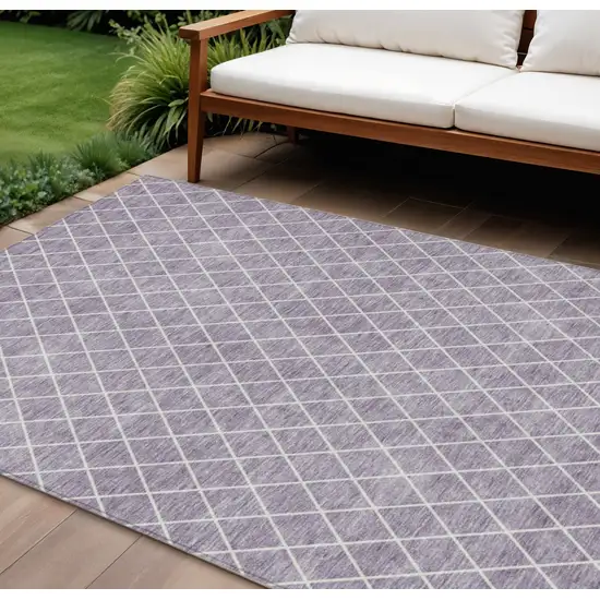 Lavender And Ivory Geometric Washable Indoor Outdoor Area Rug Photo 1