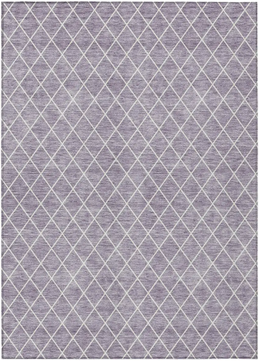 Lavender And Ivory Geometric Washable Indoor Outdoor Area Rug Photo 2